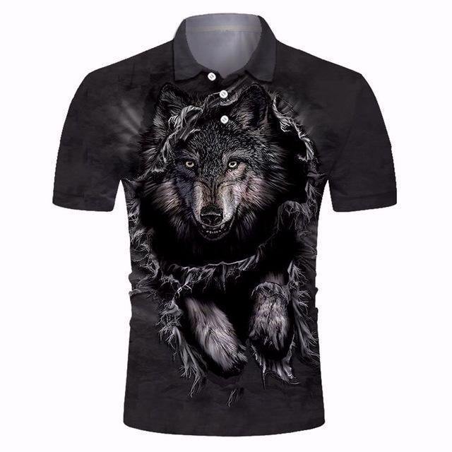 Eagle Golf Cooltech Digital Art Loud Shirt (Pouncing Wolf)